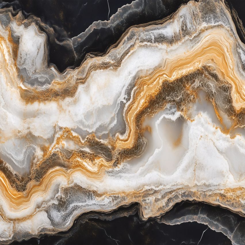Fototapete ABSTRAKT STRUKTURE-(C15528) - Vlies Tapete-Gold Schwarz Weiß Marmor Granit Stein Carbonatgesteine XXL