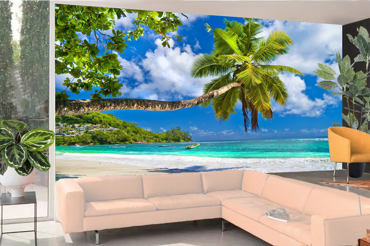 Photo Wall Mural-PALM BEACH-(HI19)-NON WOVEN-Wallpaper-Palmtree Playa Coast Side Sand Sun XXL