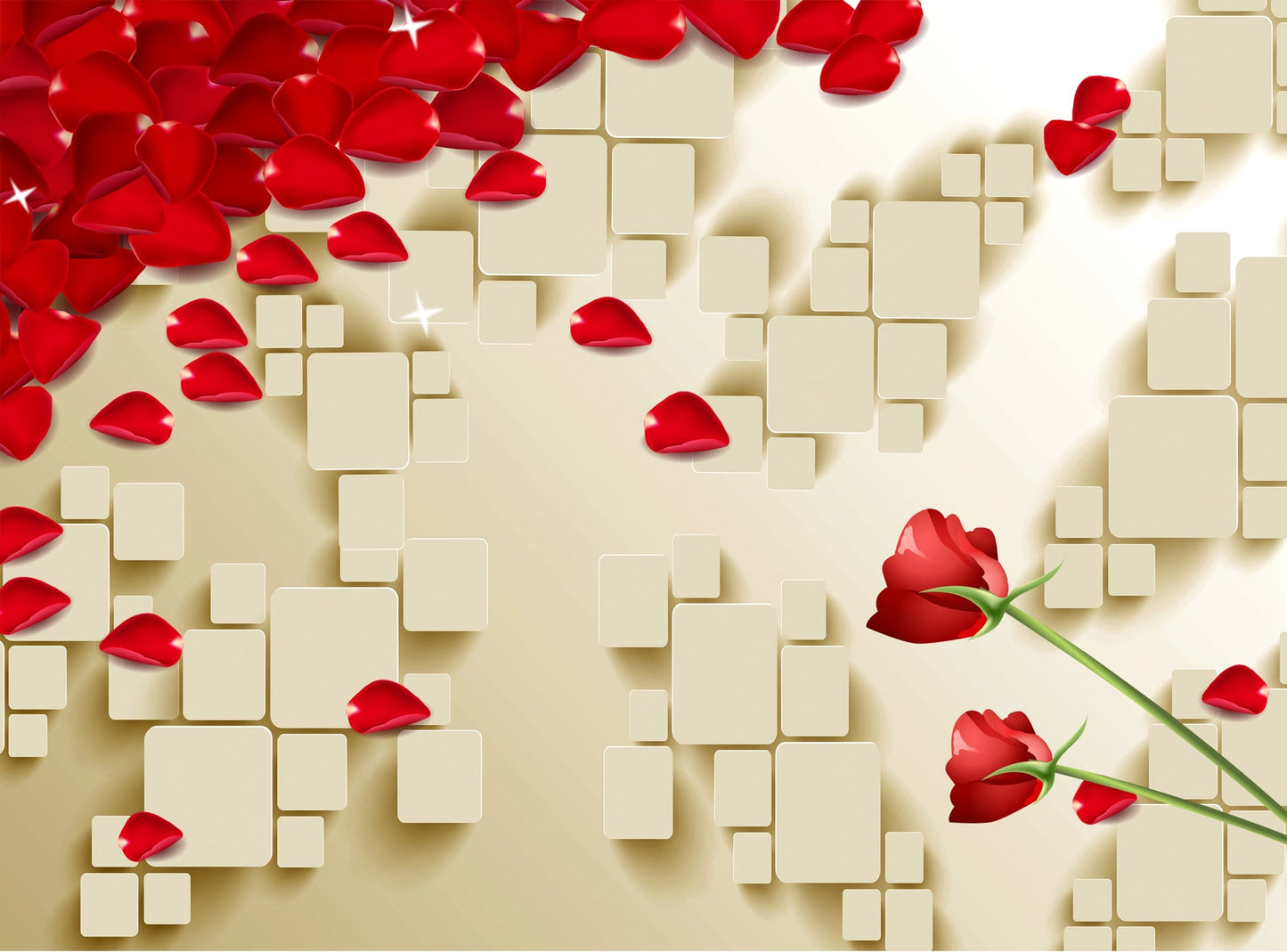 Photo Wall Mural-3D ABSTRACT-(2080)-NON WOVEN-Wallpaper-Rose Petals Flowers XXL