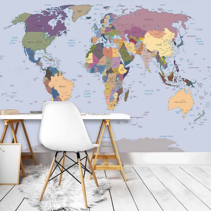 Fototapete-VLIES-WELT KARTE-(C2142)-Tapete-Nach-Mass-Atlas Teile der Welt XXL