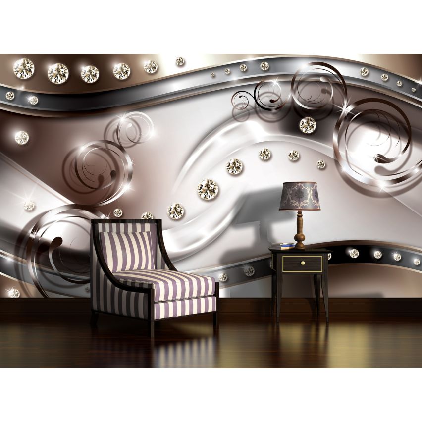 Fototapete-VLIES-DIAMONDS AND PEARLS-(C2269)-Tapete-Nach-Mass-Gold Muster Crystal Strukturen XXL
