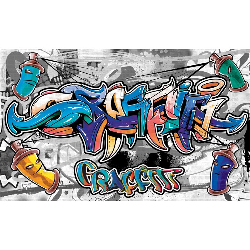 Fototapete-VLIES-GRAFFITI-(C2294)-Wand-Tapete-Nach-Maß-Straßenkunst Sprüh XXL