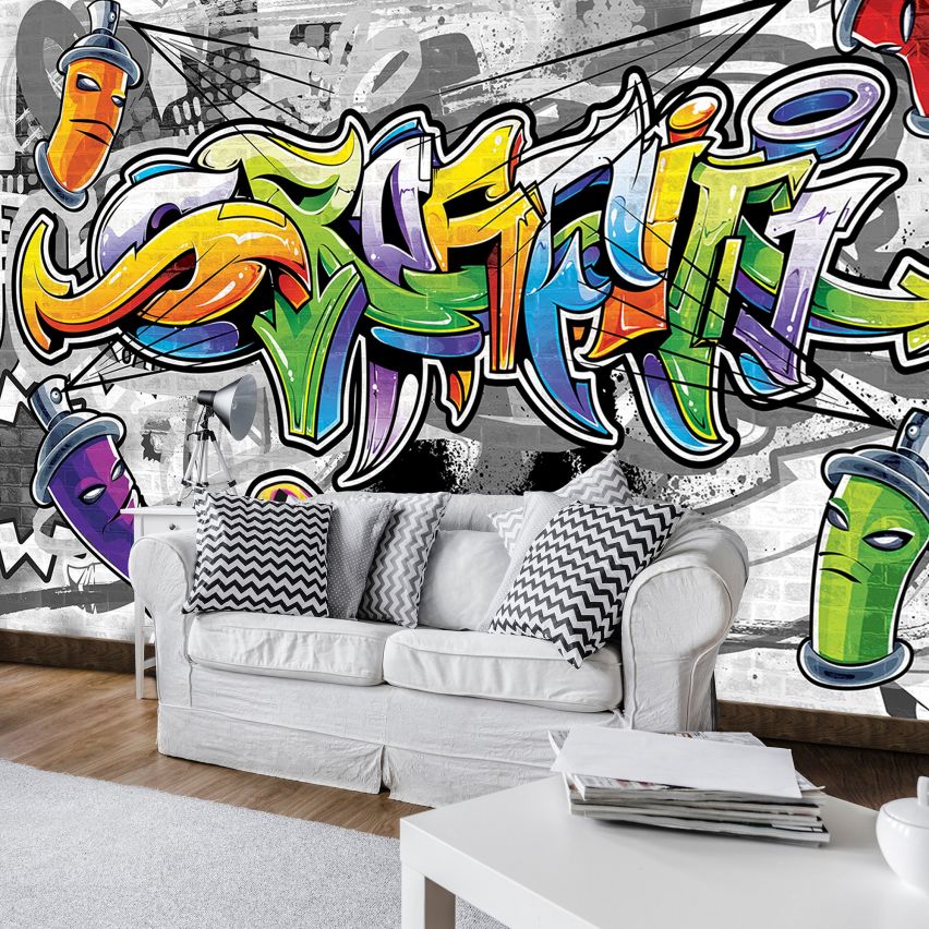 Fototapete-VLIES-GRAFFITI-(C2295)-Wand-Tapete-Nach-Maß-Straßenkunst Sprüh XXL