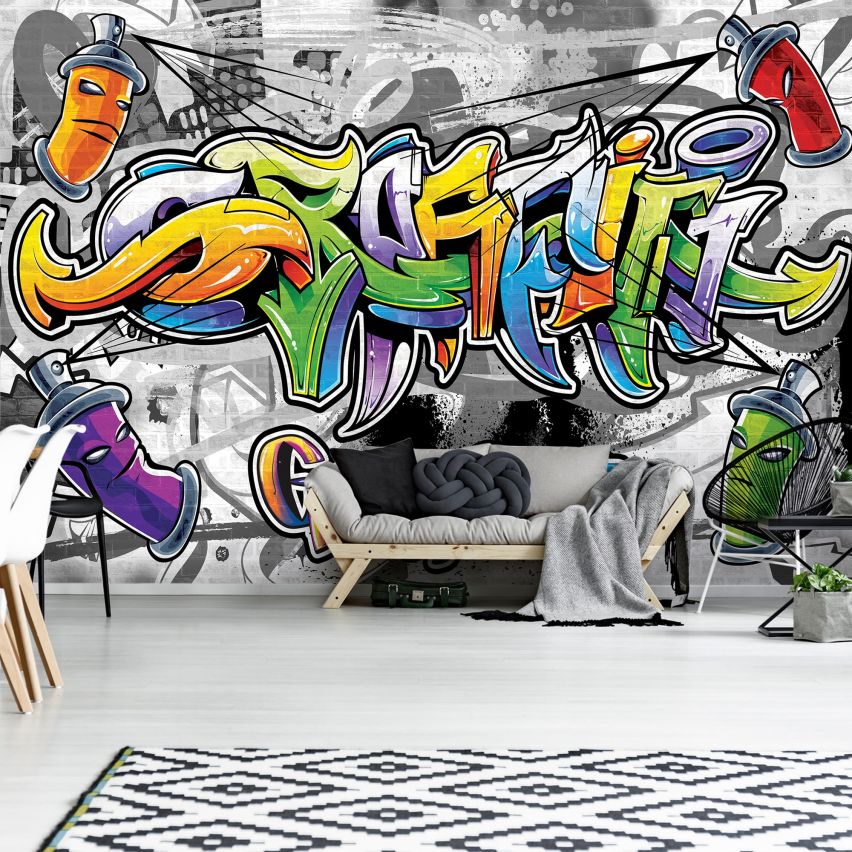 Fototapete-VLIES-GRAFFITI-(C2295)-Wand-Tapete-Nach-Maß-Straßenkunst Sprüh XXL