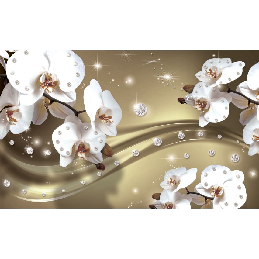 Fototapete-VLIES-DIAMONDS AND PEARLS-(C2314)-Tapete-Nach-Mass-Gold Muster Crystal Strukturen XXL