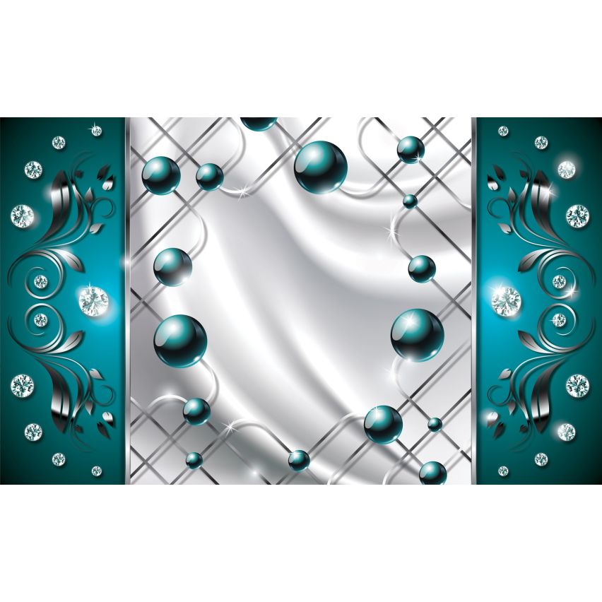 Fototapete-VLIES-DIAMONDS AND PEARLS-(C2442)-Tapete-Nach-Mass-Gold Muster Crystal Strukturen XXL