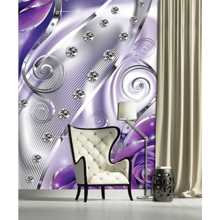 Fototapete-VLIES-DIAMONDS AND PEARLS-(C2497)-Tapete-Nach-Maß-Gold Muster Crystal Strukturen XXL