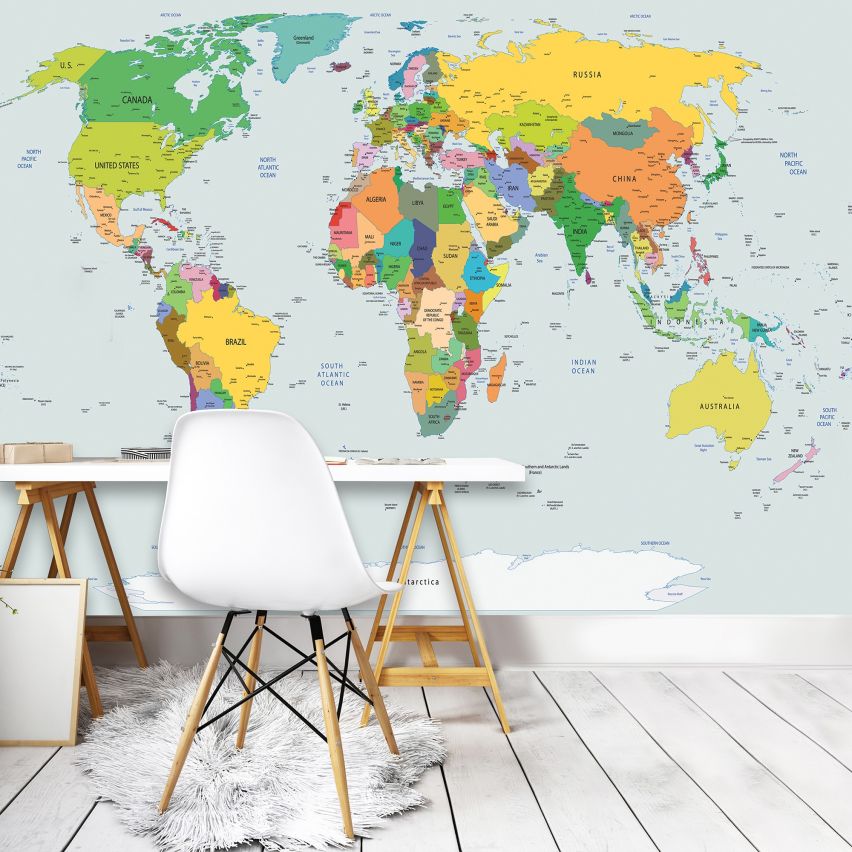 Fototapete-VLIES-WELT KARTE-(C2644)-Tapete-Nach-Maß-Atlas Teile der Welt XXL