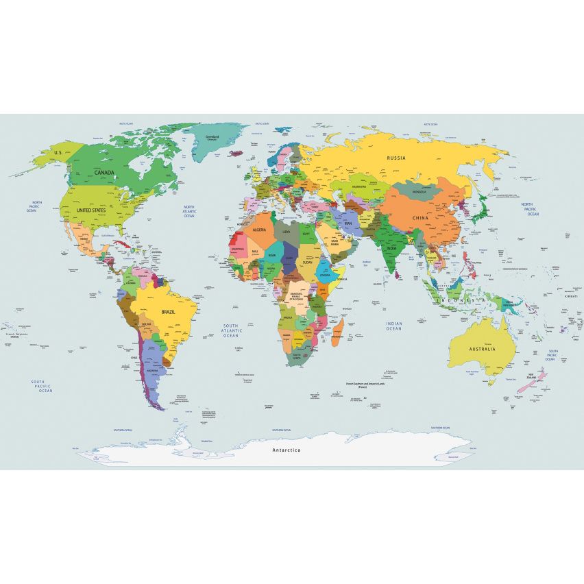 Fototapete-VLIES-WELT KARTE-(C2644)-Tapete-Nach-Maß-Atlas Teile der Welt XXL