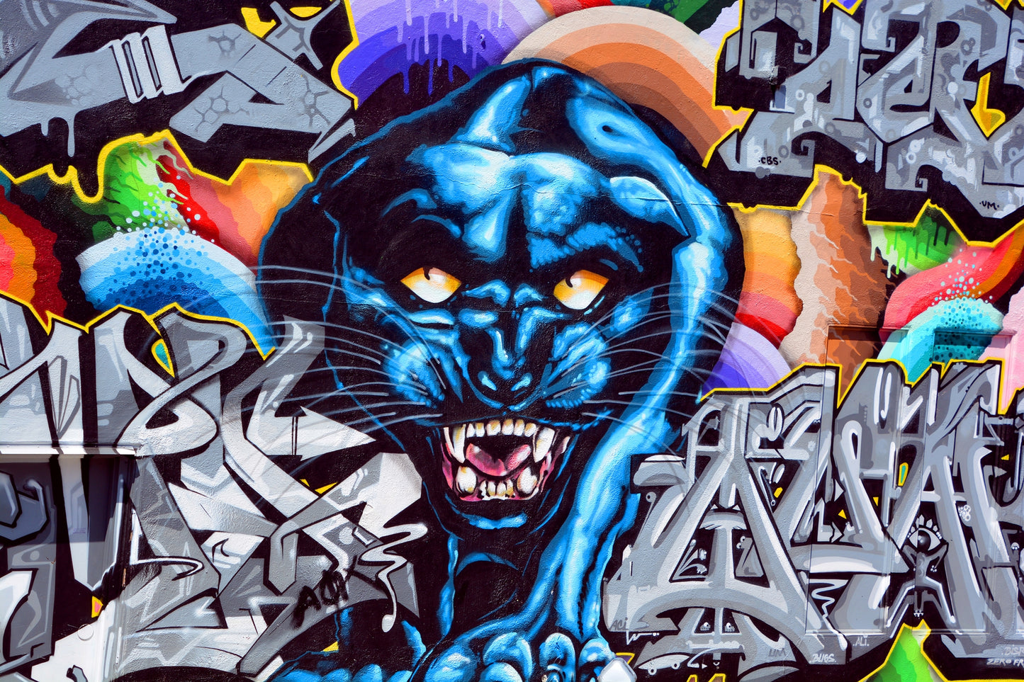 VLIES Fototapete-GRAFFITI-(2706S)-Stein-Mauer Ziegel Stadt Straßen-Kunst Mural