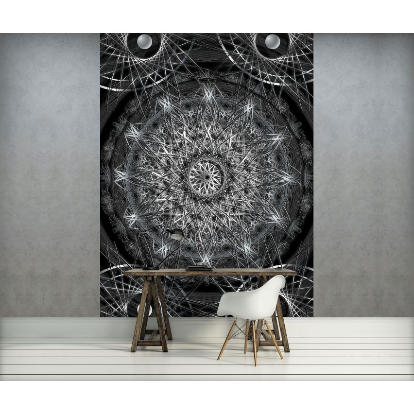 Fototapete-VLIES-MANDALA-(C3050)-Tapete-Nach-Mass-Muster Lehren Heilen Meditation Sanskrit Gottheit Abstrakt XXL
