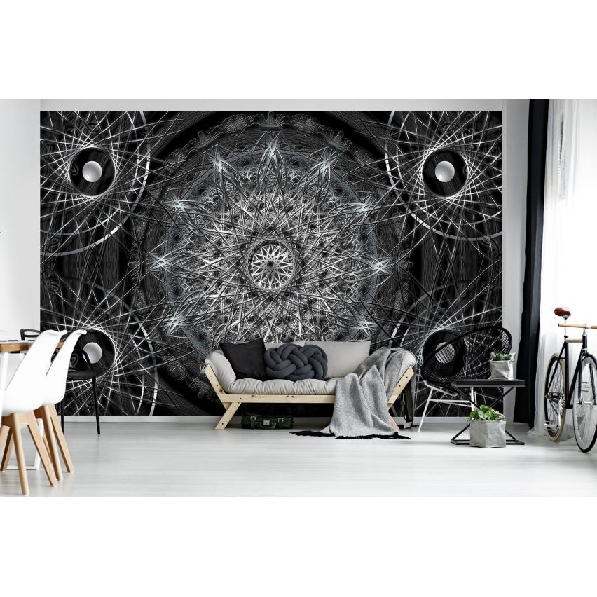 Fototapete-VLIES-MANDALA-(C3050)-Tapete-Nach-Mass-Muster Lehren Heilen Meditation Sanskrit Gottheit Abstrakt XXL