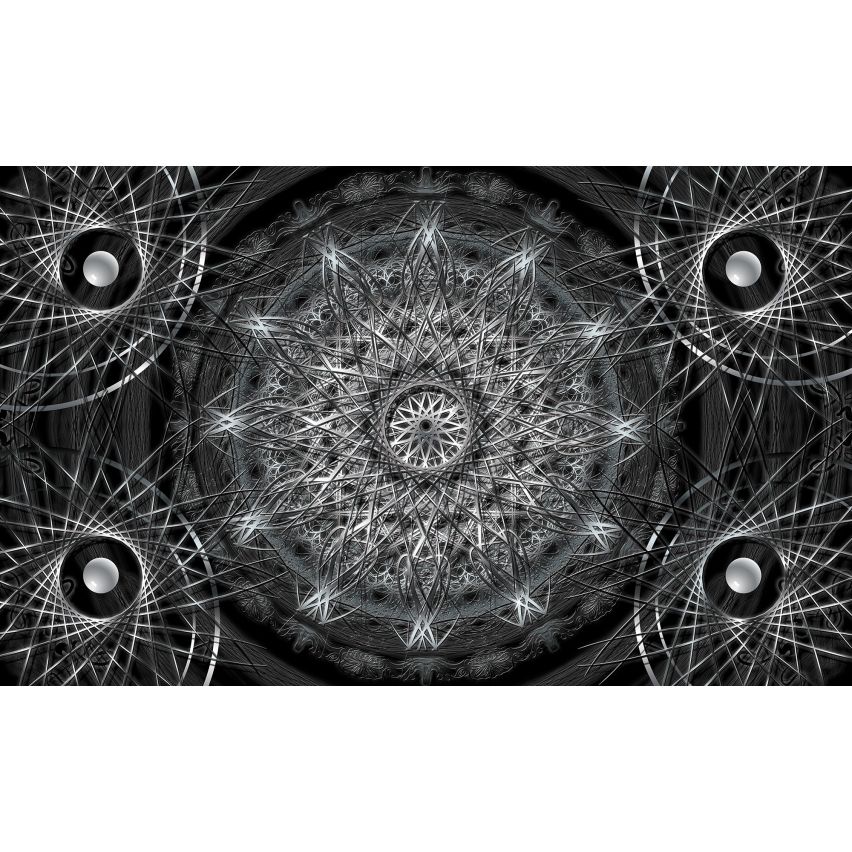 Fototapete-VLIES-MANDALA-(C3050)-Tapete-Nach-Mass-Muster Lehren Heilen Meditation Sanskrit Gottheit Abstrakt XXL