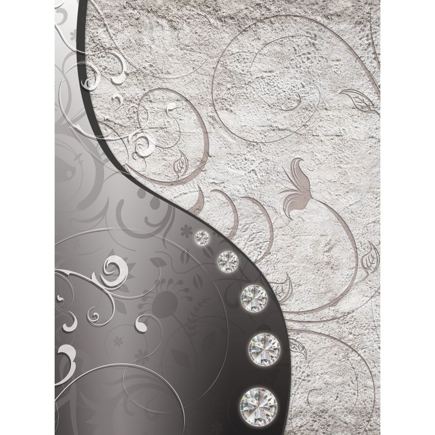 Fototapete-VLIES-DIAMONDS AND PEARLS-(C3191)-Tapete-Nach-Maß-Gold Silber Muster Crystal Strukturen XXL