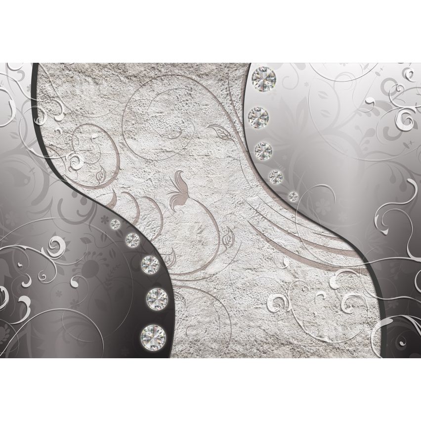 Fototapete-VLIES-DIAMONDS AND PEARLS-(C3191)-Tapete-Nach-Maß-Gold Silber Muster Crystal Strukturen XXL