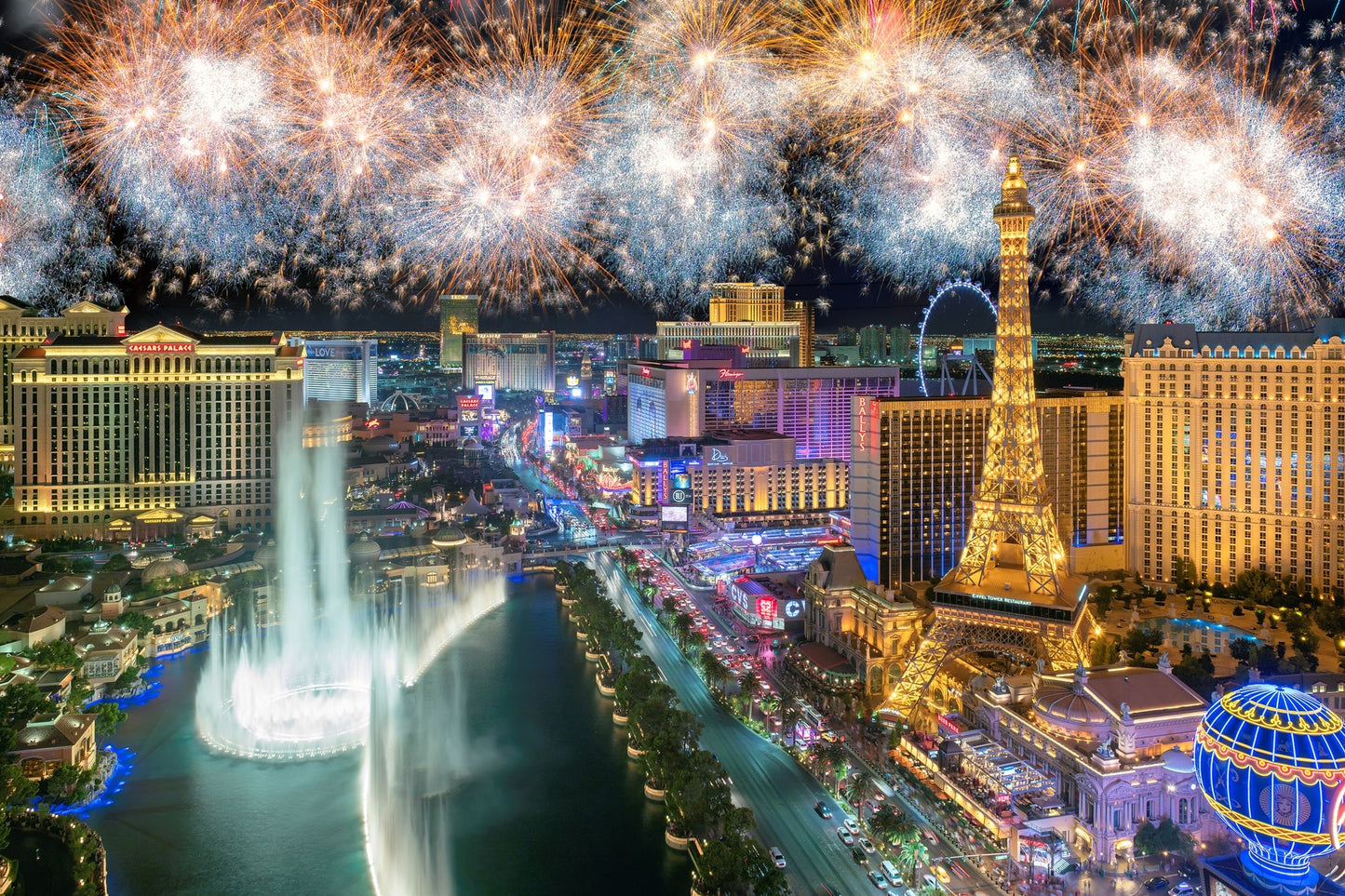 Photo Wall Mural-(3950)-LAS VEGAS-NON WOVEN-Wallpaper-Fireworks Casino Game XXL