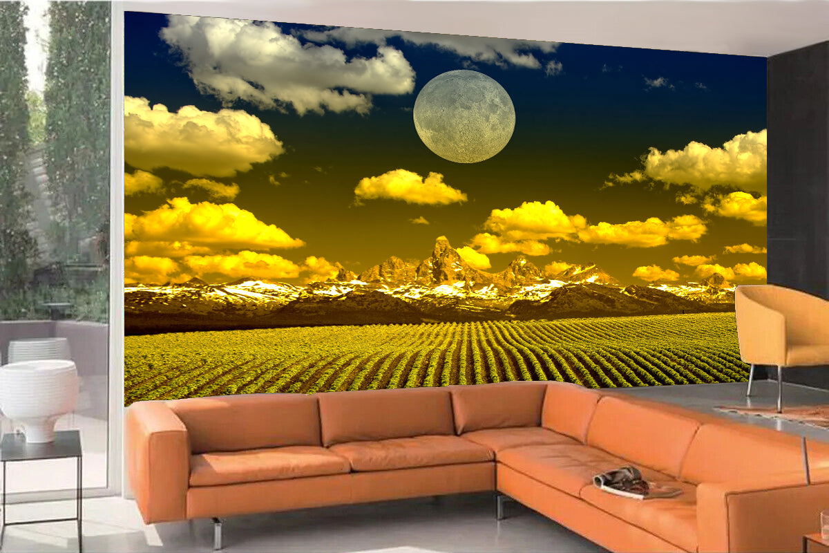 Fototapete VLIES-MOND FELD-(4030S)-Himmel Ernte Hof Landschaft XXL