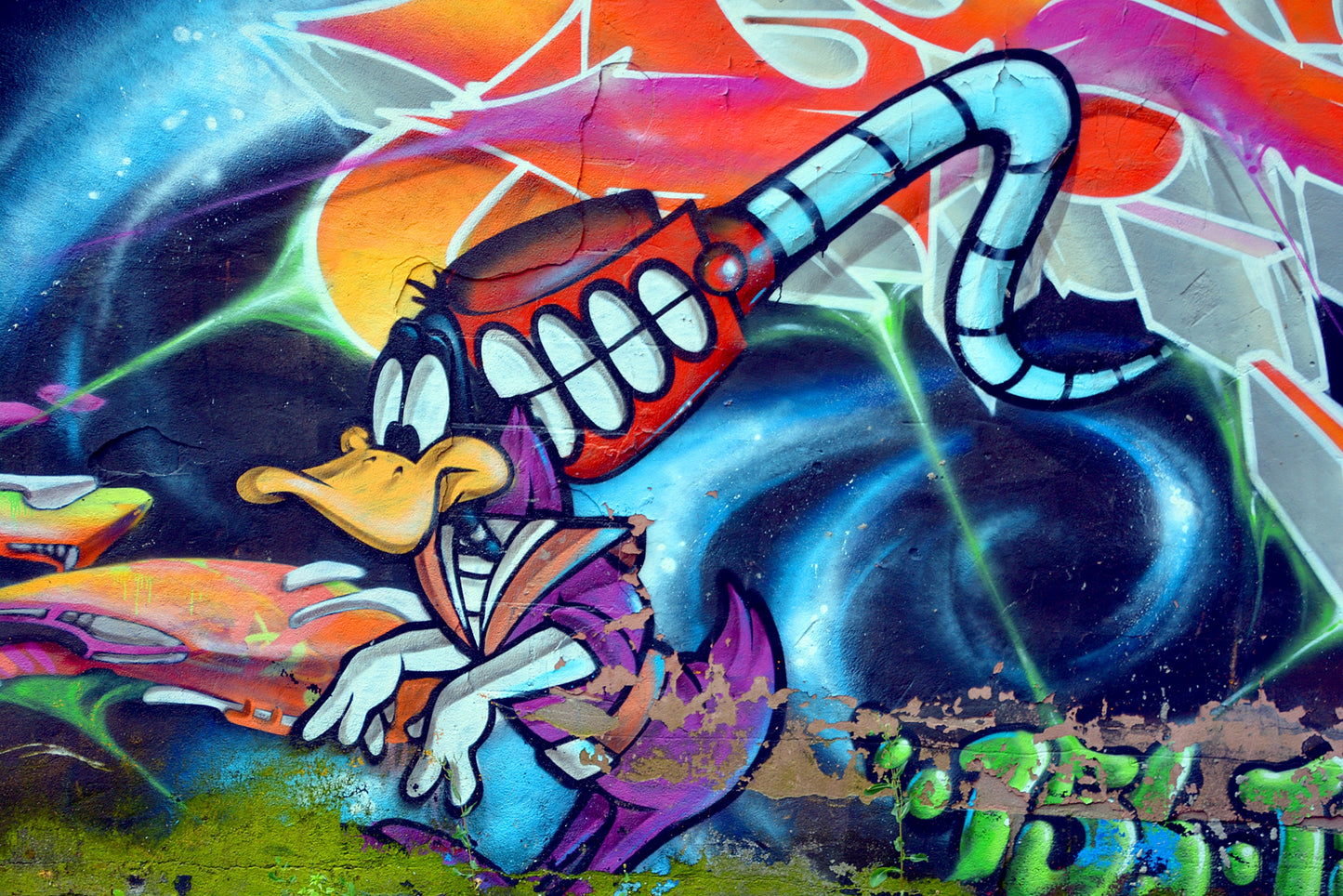 Fototapete - Graffiti - (4169) - Vliestapete - Street Art Daffy Duck XXL