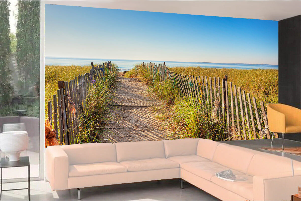 Fototapete VLIES-SANDSTRAND-(5784S)-Dune Tapete Gras Strähne XXL