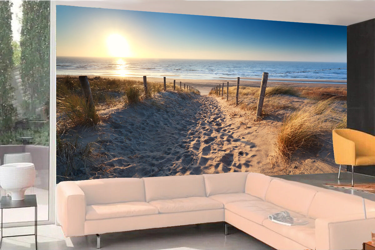 Fototapete VLIES-SANDSTRAND-(5785S)-Dune Tapete Gras Strähne XXL