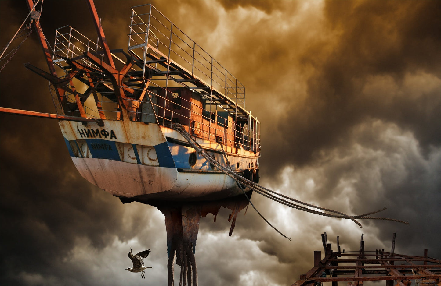 Photo Art Wall Mural-HOUSEBOAT-(6440)-NON WOVEN-Wallpaper-Nature Ocean Vibes XXL