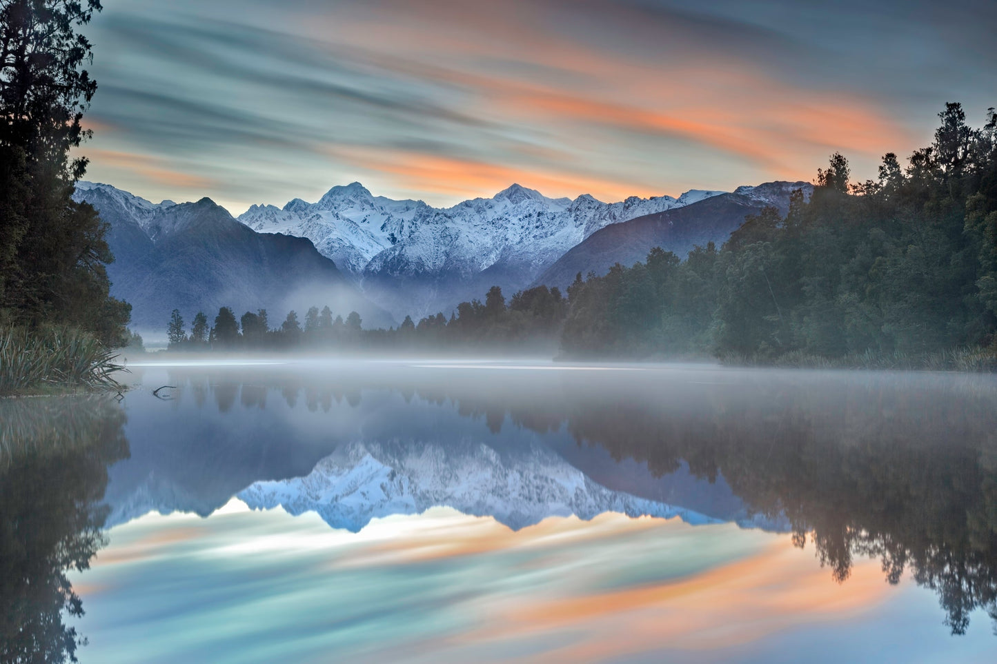 Photo Art Wall Mural-MORNING LAKE-(6607)-NON WOVEN-Wallpaper-Sky Mountain In XXL