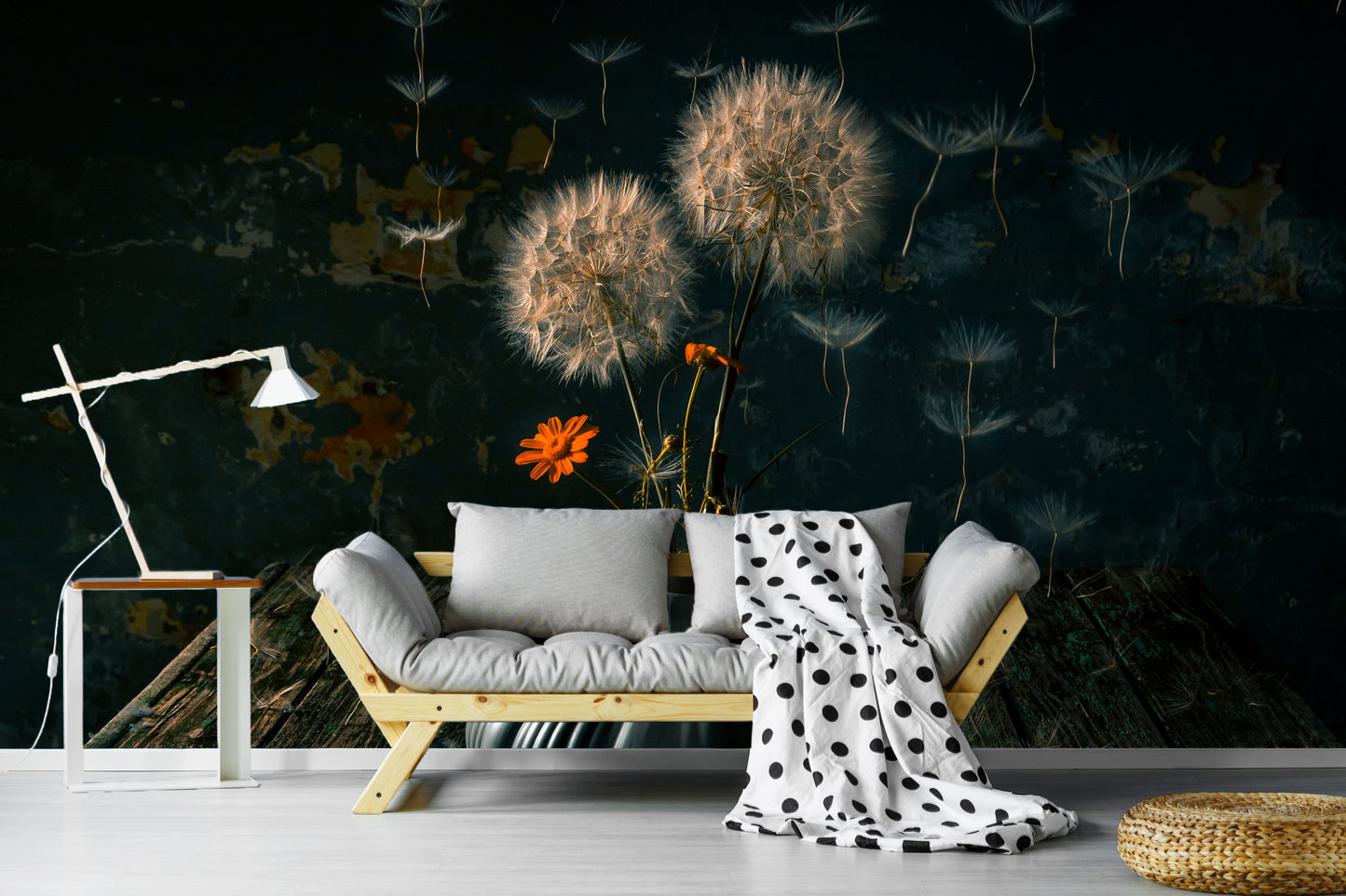 Fototapete VLIES-LÖWENZAHN VASE BOUQUET-(6742S)-Nach Mass-Wand-Pusteblume XXL