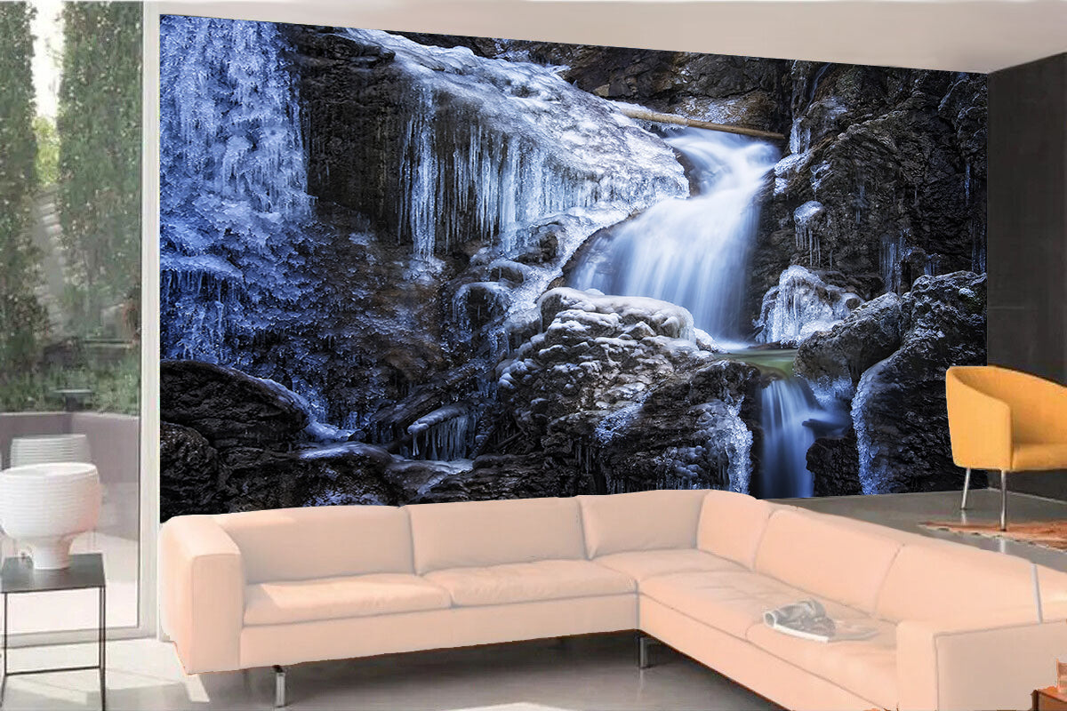 Photo Mural-WATERFALL-(8162)-NON WOVEN-Wallpaper-Wall-Art-Mountain Stream XXL