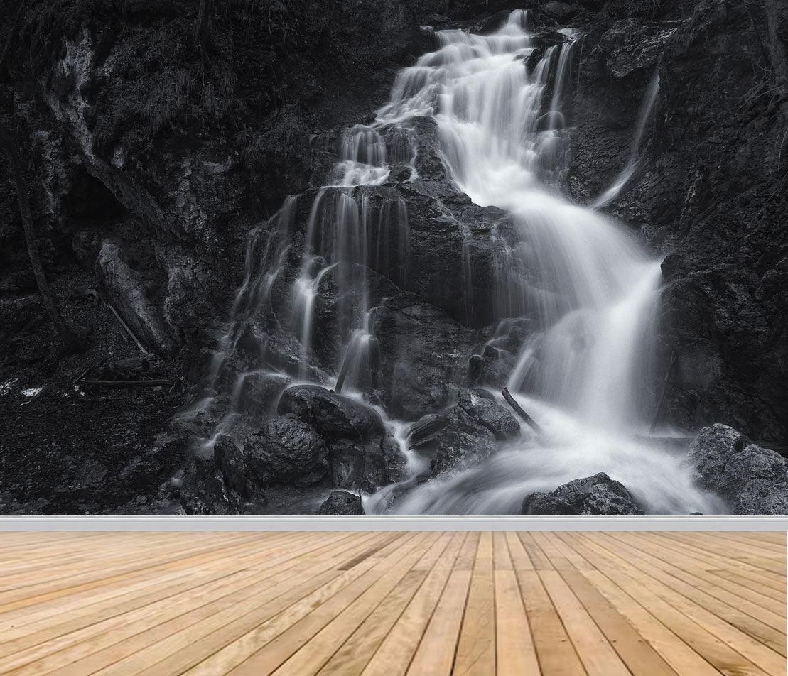 Photo Mural-WATERFALL-(8164)-NON WOVEN-Wallpaper-Wall-Art-Black Rocks XXL