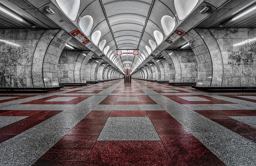 Fototapete-VLIES-U BAHN ROUTE-(8213S)-Wand-Tapete-Nach-Maß-U-Bahnhof XXL