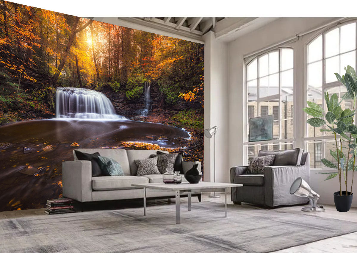 Fototapete-VLIES-WASSERFALL-(8221S)-Wand-Tapete-Nach-Maß- XXL