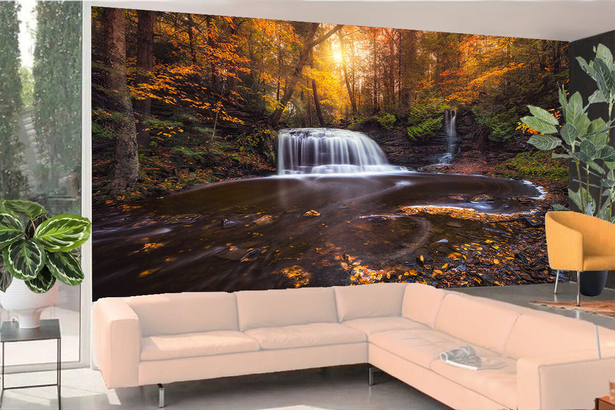 Fototapete-VLIES-WASSERFALL-(8221S)-Wand-Tapete-Nach-Maß- XXL