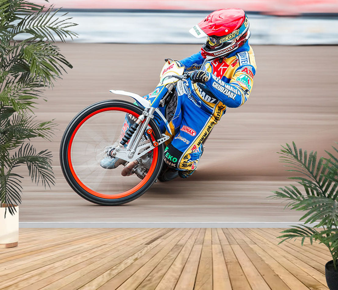 Fototapete-VLIES-SPEEDWAY-RENNEN-(8223S)-Tapete-Nach-Maß-Kalksand Motorrad XXL