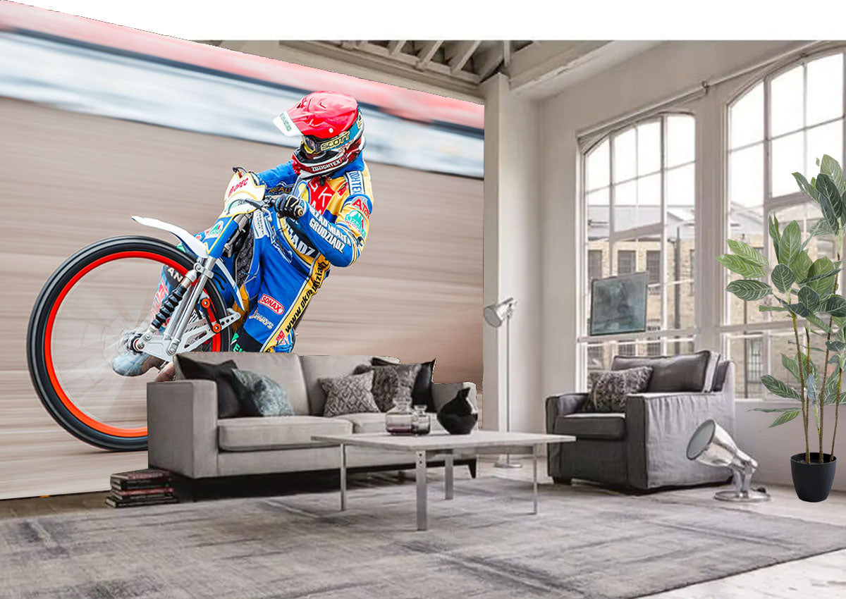 Fototapete-VLIES-SPEEDWAY-RENNEN-(8223S)-Tapete-Nach-Maß-Kalksand Motorrad XXL