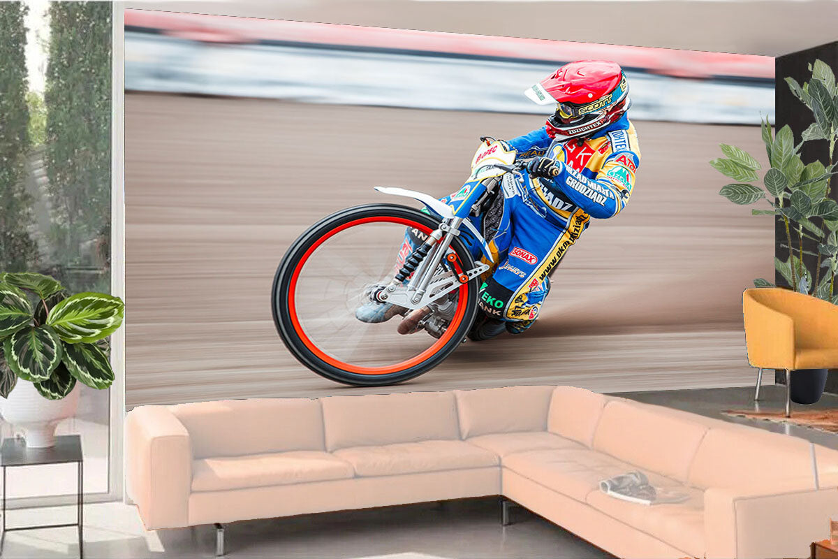 Fototapete-VLIES-SPEEDWAY-RENNEN-(8223S)-Tapete-Nach-Maß-Kalksand Motorrad XXL