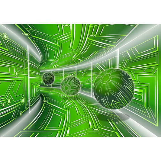 Fototapete-VLIES-DIGITAL TUNNEL-(C10077)-Tapete-Nach-Maß-Grün Technology XXL