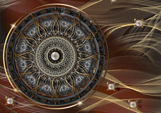 Fototapete-VLIES-MANDALA-(C10126)-Tapete-Nach-Mass-Muster Lehren Heilen Meditation Sanskrit Gottheit Abstrakt XXL