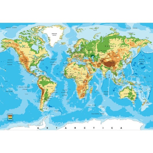 Fototapete-VLIES-WELT KARTE-(C10250)-Tapete-Nach-Maß-Atlas Teile der Welt XXL