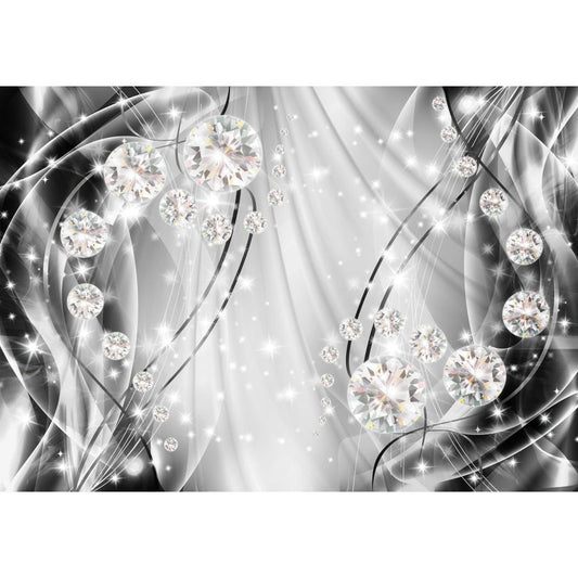 Fototapete-VLIES-DIAMONDS AND PEARLS-(C10406)-Tapete-Nach-Maß-Gold Silber Muster Crystal Strukturen XXL