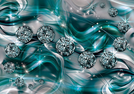 Fototapete-VLIES-DIAMONDS AND PEARLS-(C10578)-Tapete-Nach-Maß-Gold Silber Muster Crystal Strukturen XXL