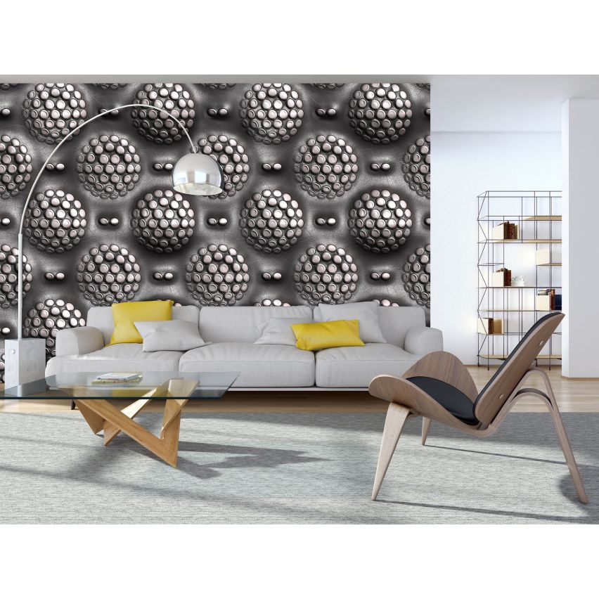 Photo Wall Mural-3D IRON MARBLES-(C11857)-NON WOVEN-Wallpaper-Abstract XXL