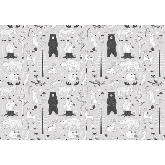 Fototapete-VLIES-WILDE TIERE WALD-(C13843)-Tapete-Nach-Mass-Bären Wand Kinder-Spielzimmer XXL