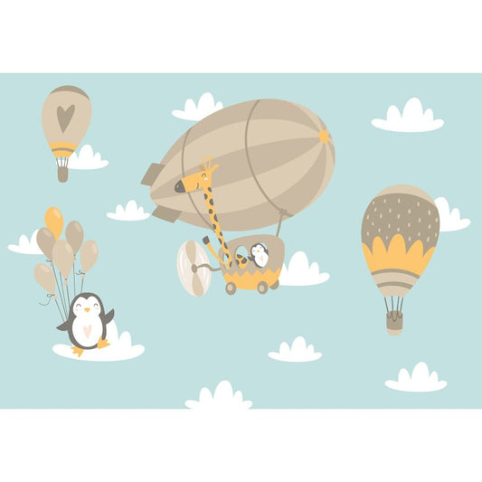 Fototapete-VLIES-PINGUINE UND LUFTBALLONS-(C13871)-Tapete-Nach-Mass-Tiere Zeppelin Wand Kinder-Spielzimmer XXL (Copy)