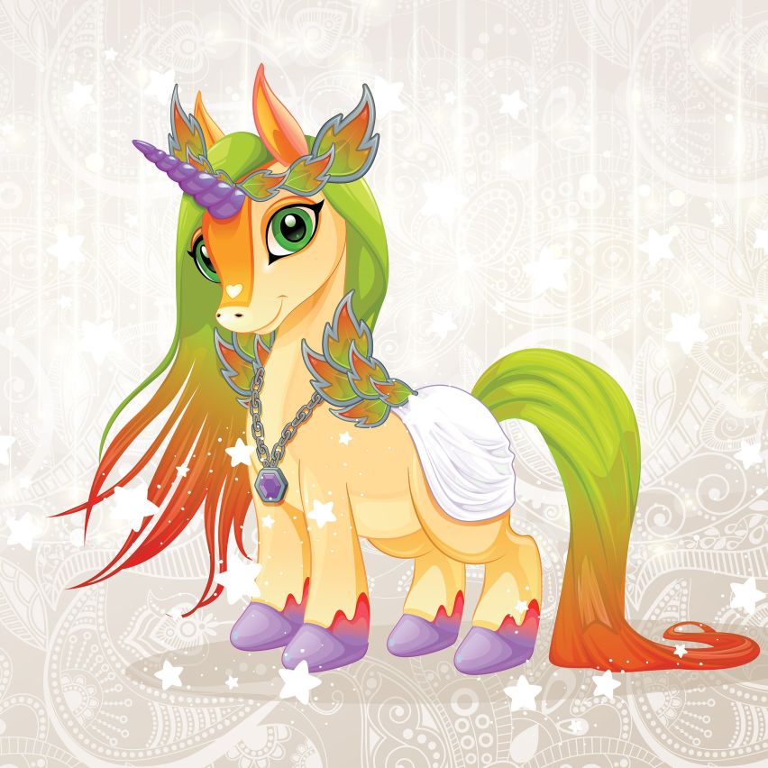 Fototapete EINHORN-(C13887) - Vliestapete-Unicorn Pferd Kind Kids Farben XXL