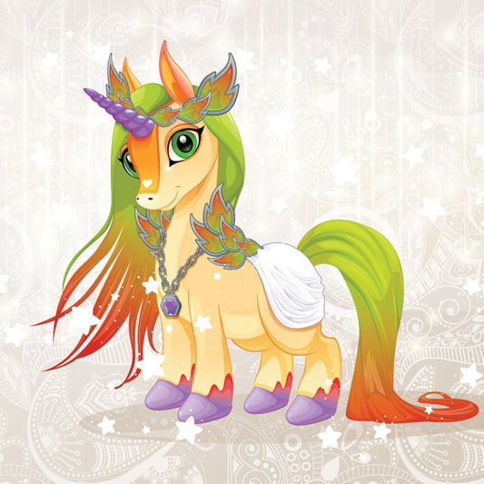 Fototapete EINHORN-(C13887) - Vliestapete-Unicorn Pferd Kind Kids Farben XXL