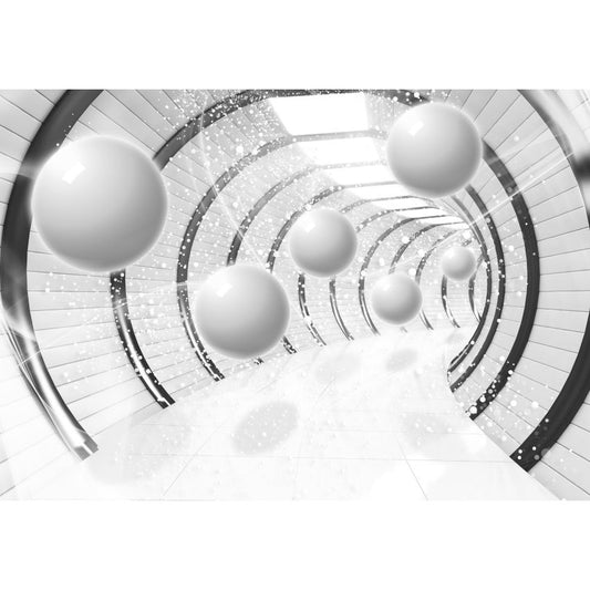 Fototapete-VLIES-3D TUNNEL-(C13912)-Tapete-Nach-Maß-Schwimmend Bälle Serpentin XXL