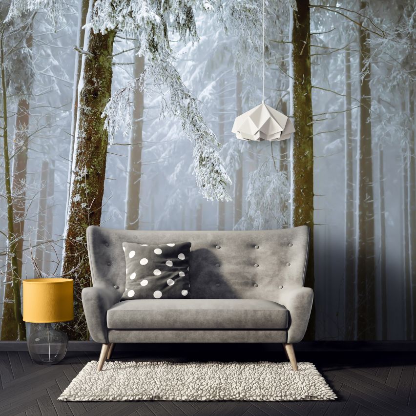Fototapete WALD-(C13919)-Vlies-Tapete-Waldfläche Baum Schnee Bäume Licht XXL
