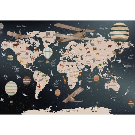 Fototapete-VLIES-WELT KARTE-(C14406)-Tapete-Nach-Mass-Atlas Teile der Welt XXL
