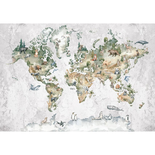 Fototapete-VLIES-WELT KARTE-(C14421)-Tapete-Nach-Mass-Atlas Teile der Welt XXL