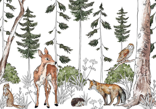 Fototapete-VLIES-WILDE TIERE-(C14986)-Tapete-Nach-Maß-Wald Tier Kind Spielzimmer XXL